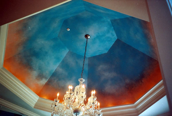 Faux painted on a dome in a dining room