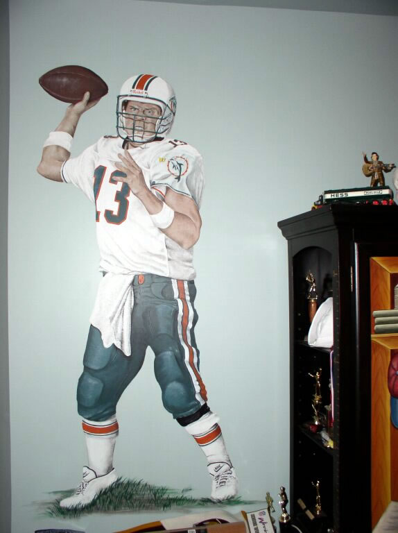 Portrait of Dan Marino painted in a bedroom